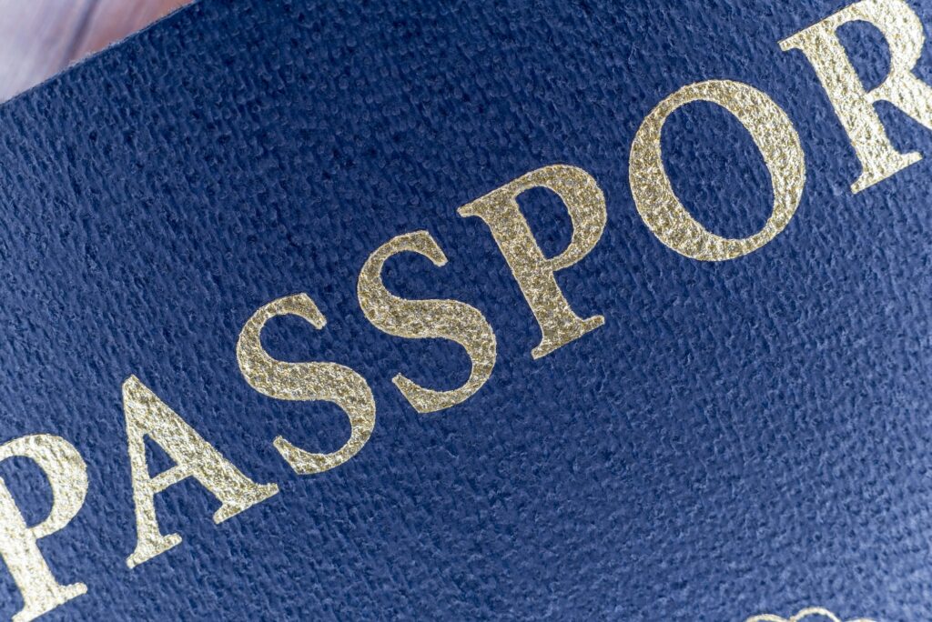Passport close up view